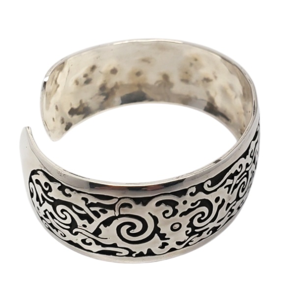 Sterling Silver Oxidized Filigree Cut Out Wide Cuff Bracelet #20765 - Picture 4 of 10